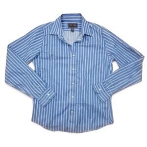 EZRA FITCH Button Down Shirt Men's L Blue Stripe VTG Y2K Abercrombie Preppy